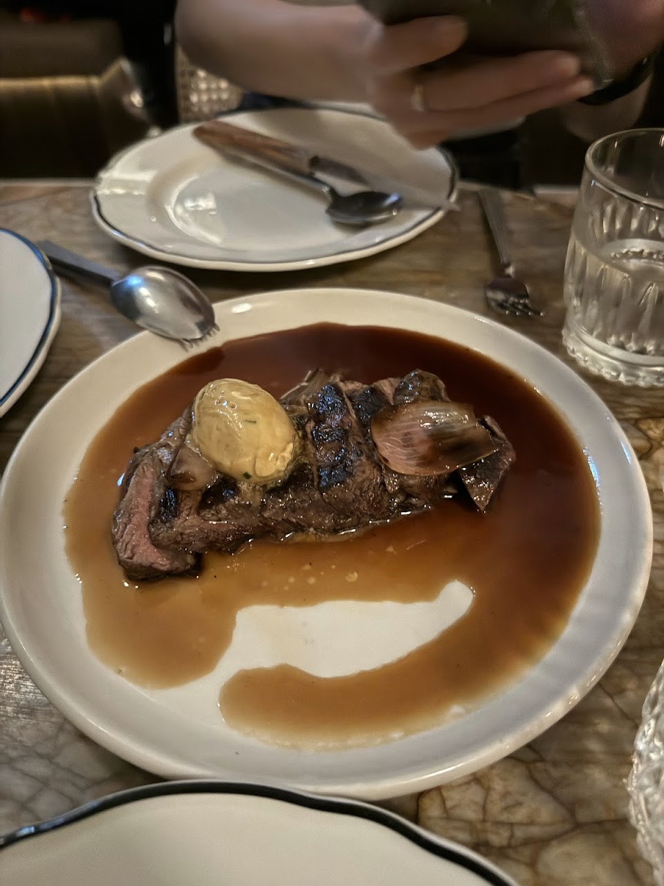 Steak with sauce served at Palazzo Salato